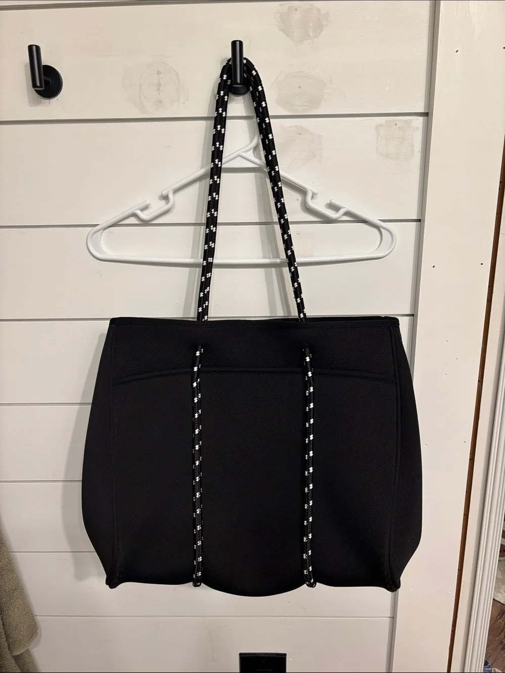 Black Neoprene Tote Bag with Rope Handles